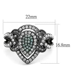 IP Gun Black Stainless Steel Ring with Multi-Color Crystals TK2679 - Femstylo