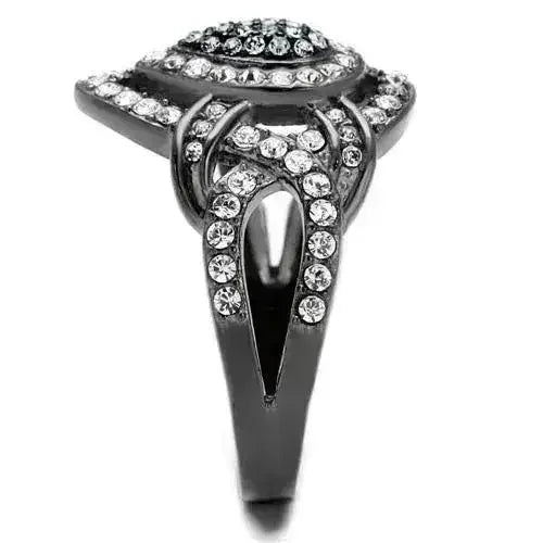 IP Gun Black Stainless Steel Ring with Multi-Color Crystals TK2679 - Femstylo