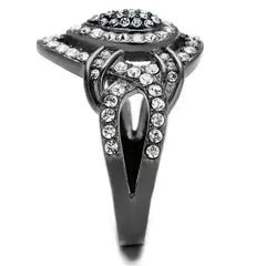 IP Gun Black Stainless Steel Ring with Multi-Color Crystals TK2679 - Femstylo