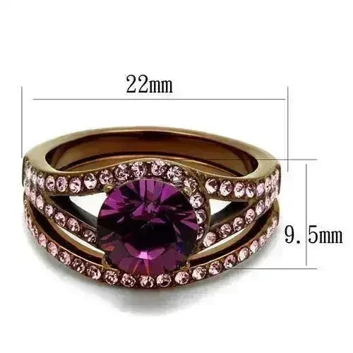 TK2745 - IP Coffee light Stainless Steel Ring with Top Grade Crystal - Femstylo