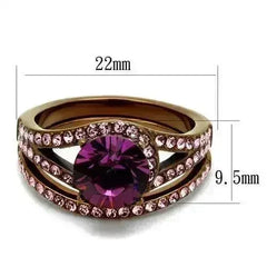 TK2745 - IP Coffee light Stainless Steel Ring with Top Grade Crystal - Femstylo