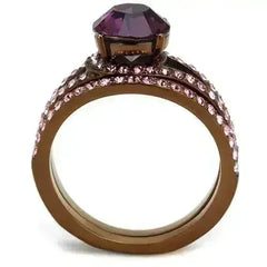 TK2745 - IP Coffee light Stainless Steel Ring with Top Grade Crystal - Femstylo