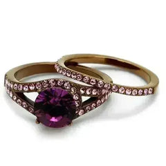 TK2745 - IP Coffee light Stainless Steel Ring with Top Grade Crystal - Femstylo