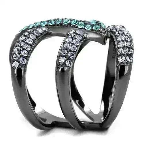TK2766 - IP Light Black (IP Gun) Stainless Steel Ring with Top Grade - Femstylo