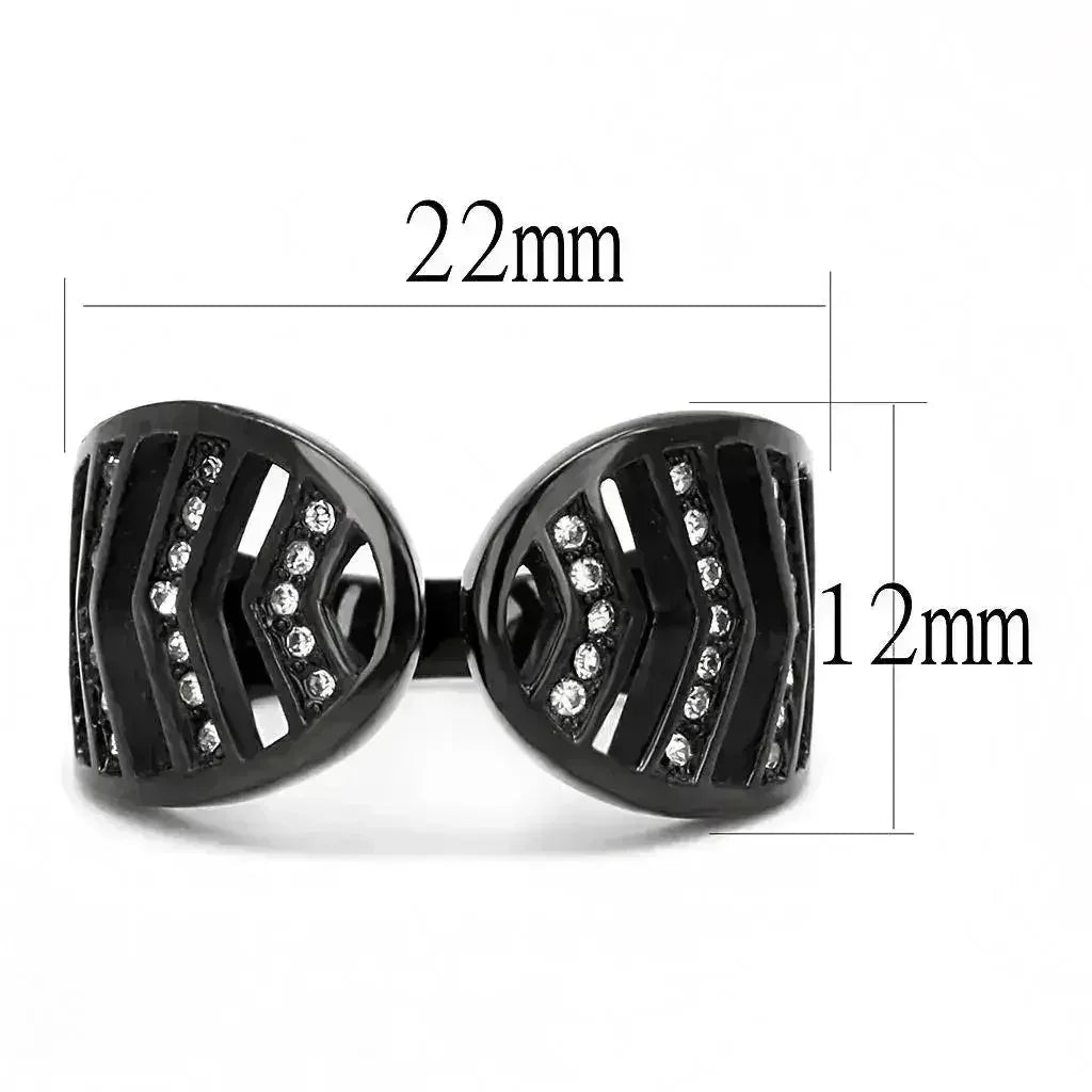 TK3056 - IP Black(Ion Plating) Stainless Steel Ring with Top Grade - Femstylo