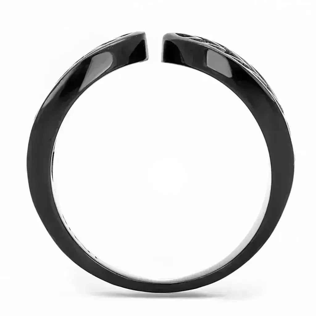 TK3056 - IP Black(Ion Plating) Stainless Steel Ring with Top Grade - Femstylo