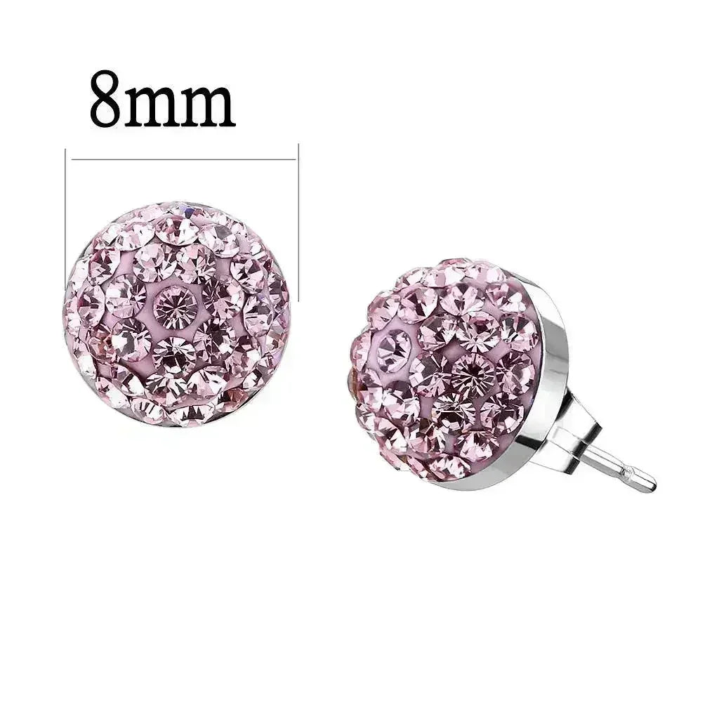TK3554 - High polished (no plating) Stainless Steel Earrings with Top - Femstylo