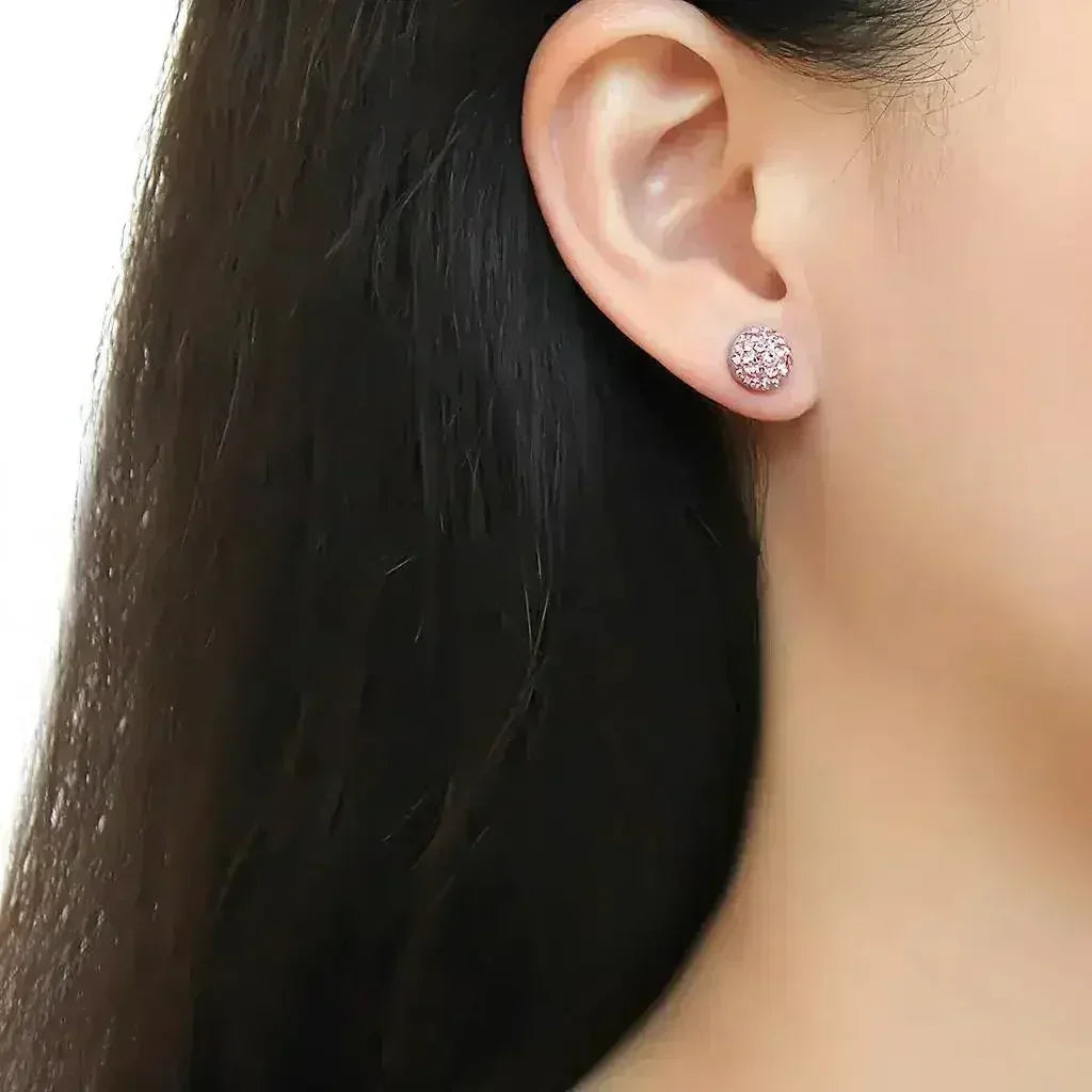 TK3554 - High polished (no plating) Stainless Steel Earrings with Top - Femstylo
