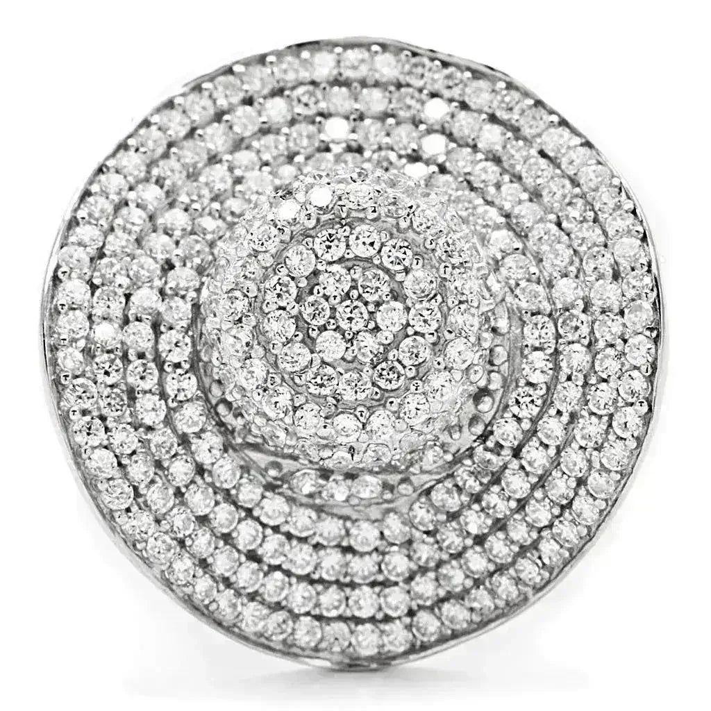 TS015 - Rhodium 925 Sterling Silver Ring with AAA Grade CZ in Clear - Femstylo