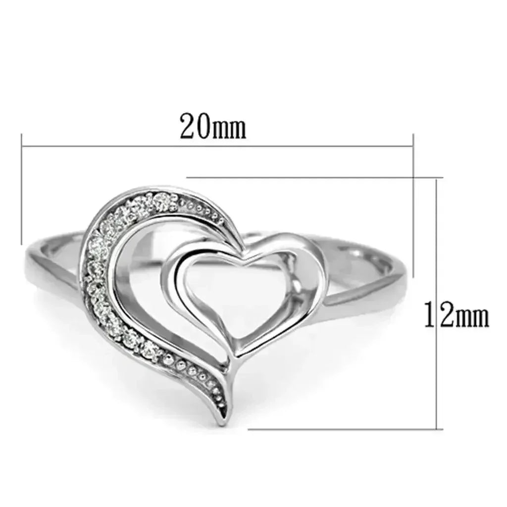 TS093 - Rhodium 925 Sterling Silver Ring with AAA Grade CZ in Clear - Femstylo