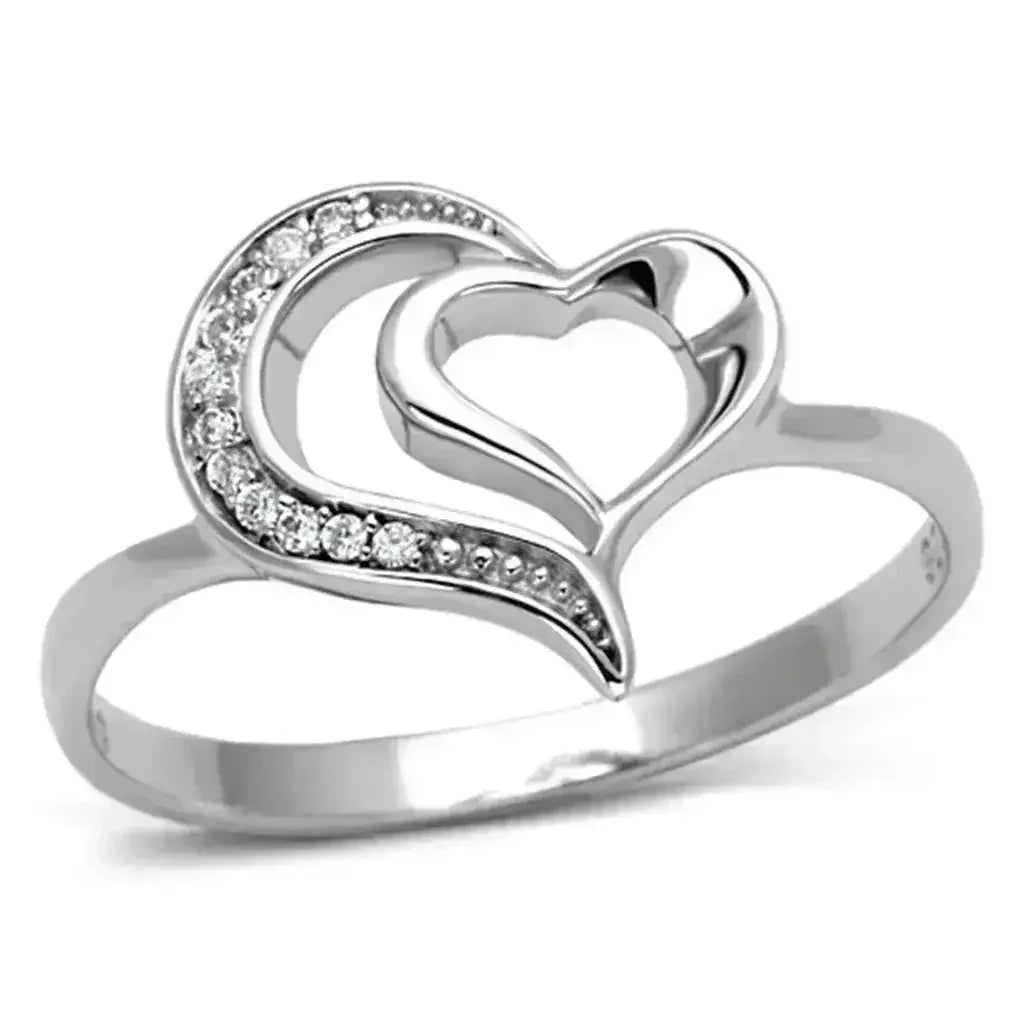 TS093 - Rhodium 925 Sterling Silver Ring with AAA Grade CZ in Clear - Femstylo