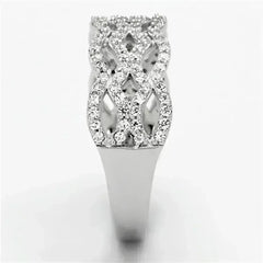 TS106 - Rhodium 925 Sterling Silver Ring with AAA Grade CZ in Clear - Femstylo