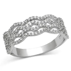 TS106 - Rhodium 925 Sterling Silver Ring with AAA Grade CZ in Clear - Femstylo