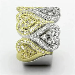 TS126 - Gold+Rhodium 925 Sterling Silver Ring with AAA Grade CZ in - Femstylo