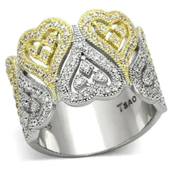 TS126 - Gold+Rhodium 925 Sterling Silver Ring with AAA Grade CZ in - Femstylo