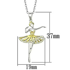 TS156 - Gold+Rhodium 925 Sterling Silver Chain Pendant with AAA Grade - Femstylo