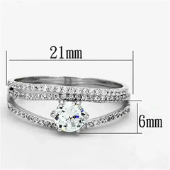 TS172 - Rhodium 925 Sterling Silver Ring with AAA Grade CZ in Clear - Femstylo