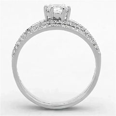 TS172 - Rhodium 925 Sterling Silver Ring with AAA Grade CZ in Clear - Femstylo