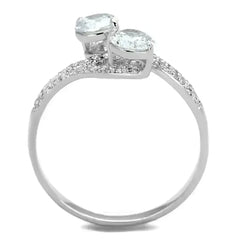 TS187 - Rhodium 925 Sterling Silver Ring with AAA Grade CZ in Clear - Femstylo