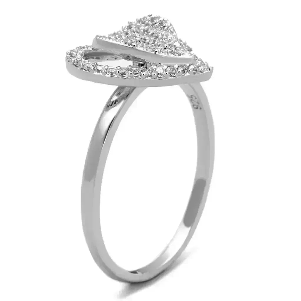 TS192 - Rhodium 925 Sterling Silver Ring with AAA Grade CZ in Clear - Femstylo