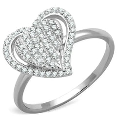 TS192 - Rhodium 925 Sterling Silver Ring with AAA Grade CZ in Clear - Femstylo