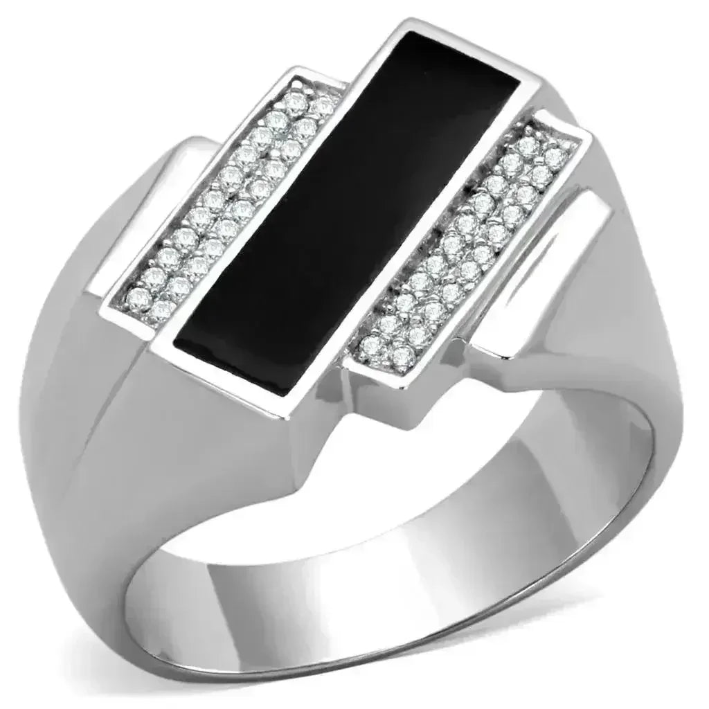 TS218 - Rhodium 925 Sterling Silver Ring with AAA Grade CZ in Clear - Femstylo