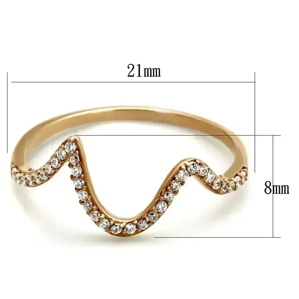 TS280 - Rose Gold 925 Sterling Silver Ring with AAA Grade CZ in Clear - Femstylo