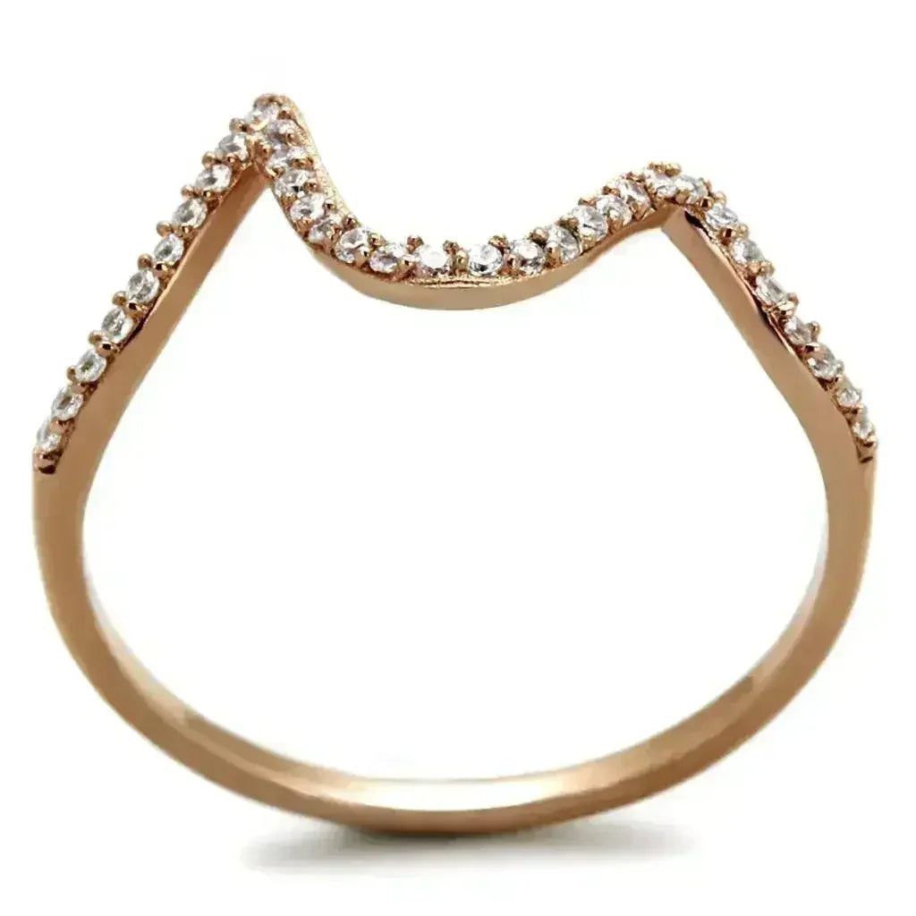 TS280 - Rose Gold 925 Sterling Silver Ring with AAA Grade CZ in Clear - Femstylo