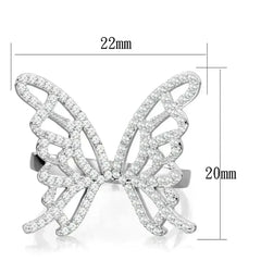 TS330 - Rhodium 925 Sterling Silver Ring with AAA Grade CZ in Clear - Femstylo