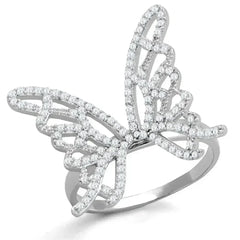TS330 - Rhodium 925 Sterling Silver Ring with AAA Grade CZ in Clear - Femstylo