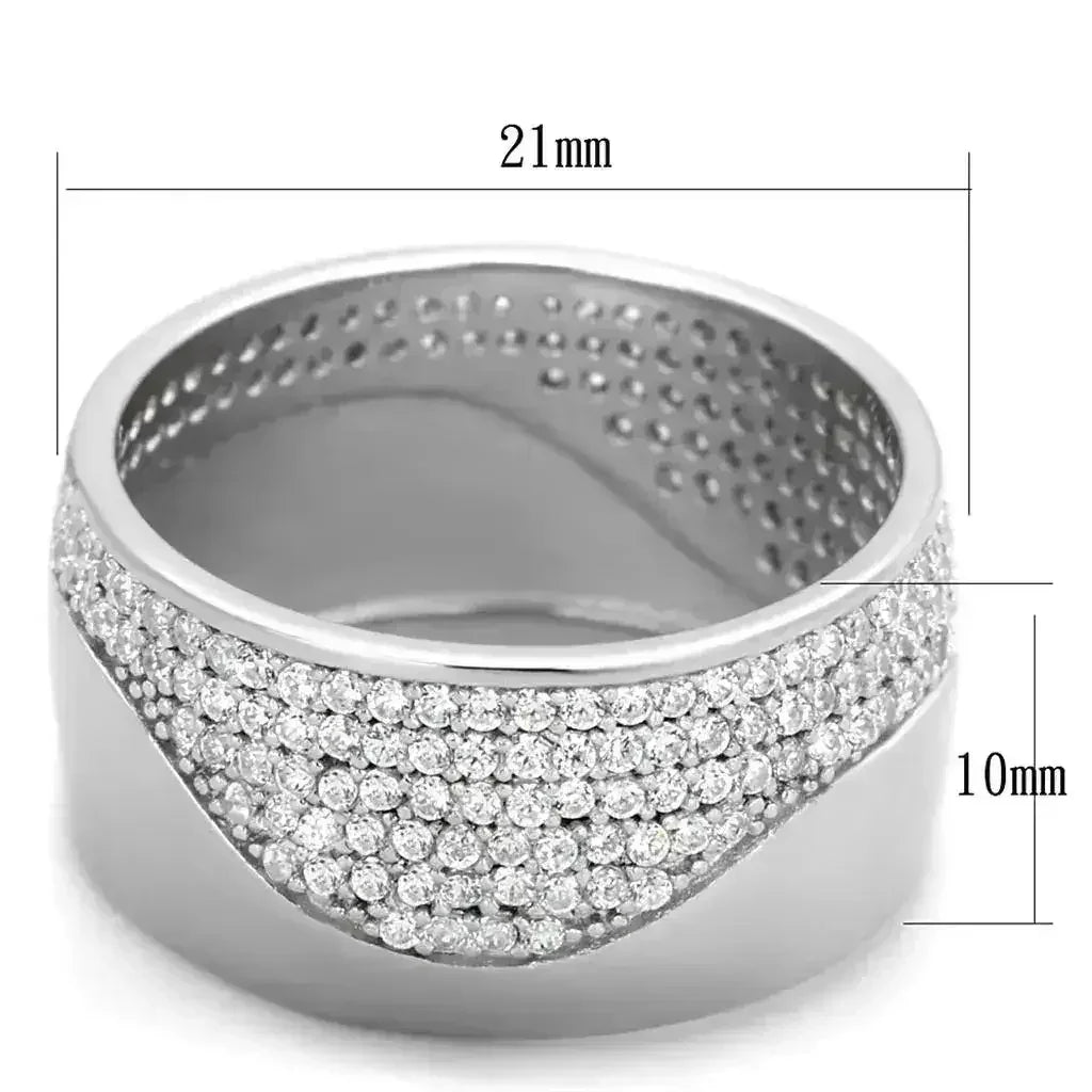 TS378 - Rhodium 925 Sterling Silver Ring with AAA Grade CZ in Clear - Femstylo