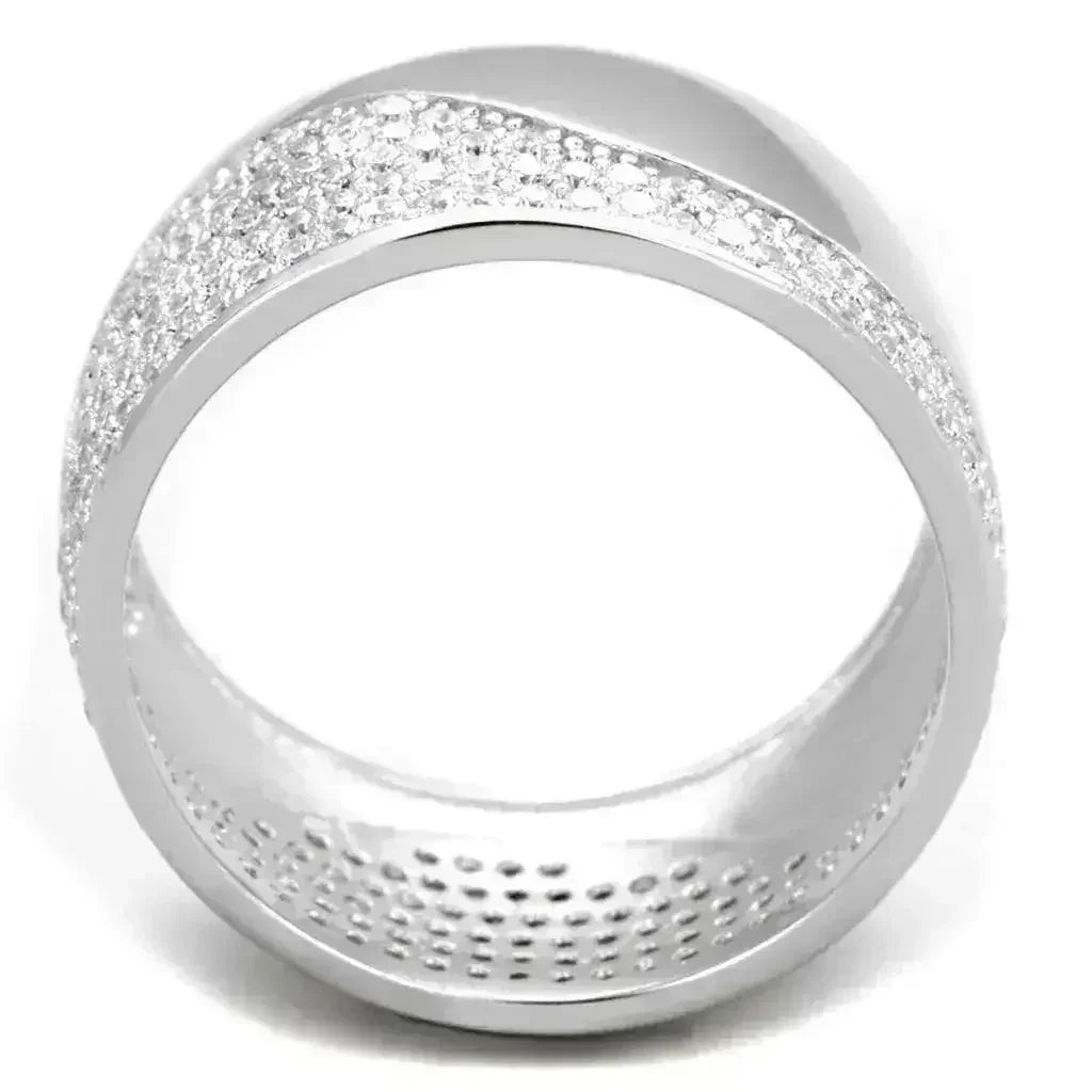TS378 - Rhodium 925 Sterling Silver Ring with AAA Grade CZ in Clear - Femstylo