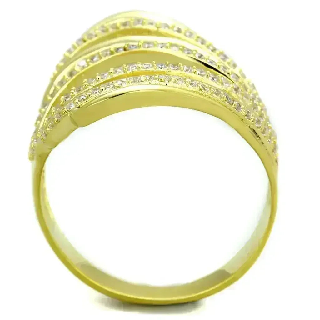 TS379 - Gold 925 Sterling Silver Ring with AAA Grade CZ in Clear - Femstylo