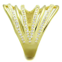TS379 - Gold 925 Sterling Silver Ring with AAA Grade CZ in Clear - Femstylo