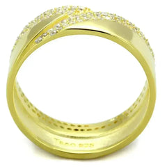 TS380 - Gold 925 Sterling Silver Ring with AAA Grade CZ in Clear - Femstylo