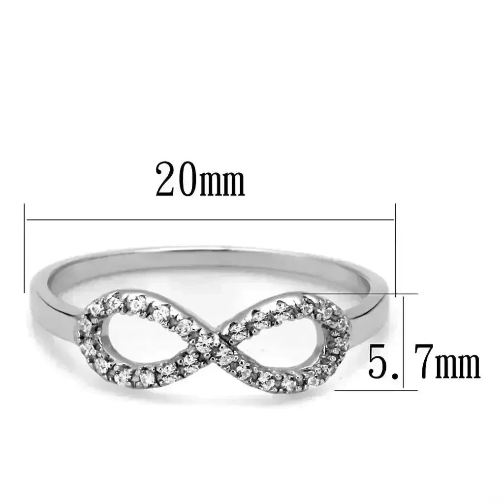 TS487 - Rhodium 925 Sterling Silver Ring with AAA Grade CZ in Clear - Femstylo