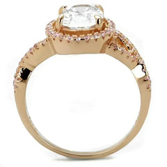 TS489 - Rose Gold 925 Sterling Silver Ring with AAA Grade CZ in Clear - Femstylo