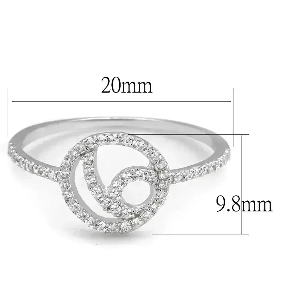 TS519 - Rhodium 925 Sterling Silver Ring with AAA Grade CZ in Clear - Femstylo