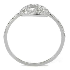 TS519 - Rhodium 925 Sterling Silver Ring with AAA Grade CZ in Clear - Femstylo