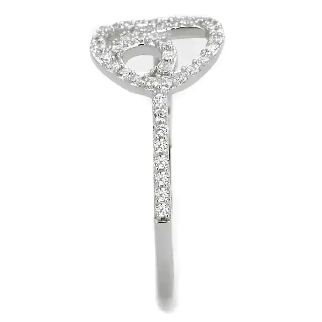 TS519 - Rhodium 925 Sterling Silver Ring with AAA Grade CZ in Clear - Femstylo