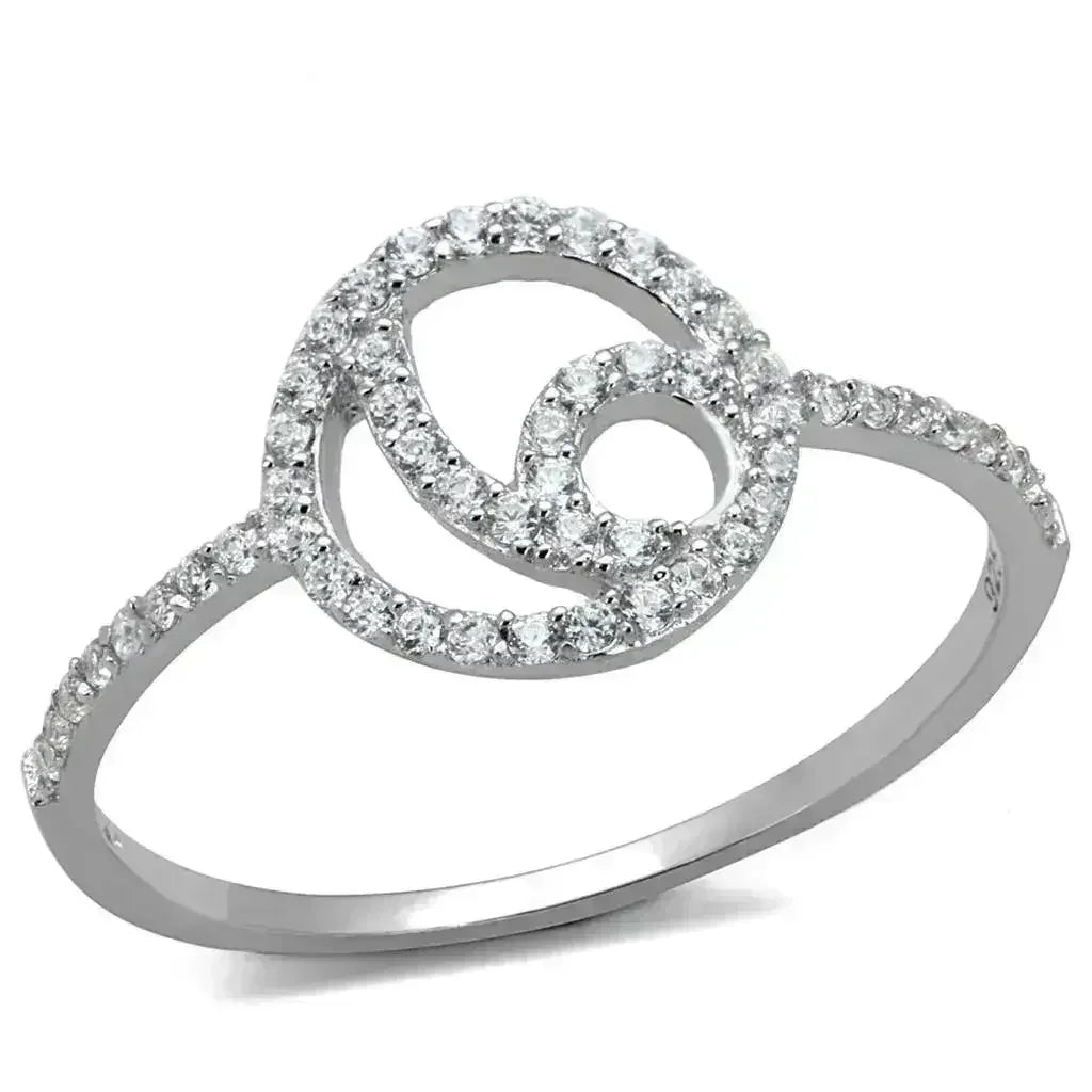 TS519 - Rhodium 925 Sterling Silver Ring with AAA Grade CZ in Clear - Femstylo