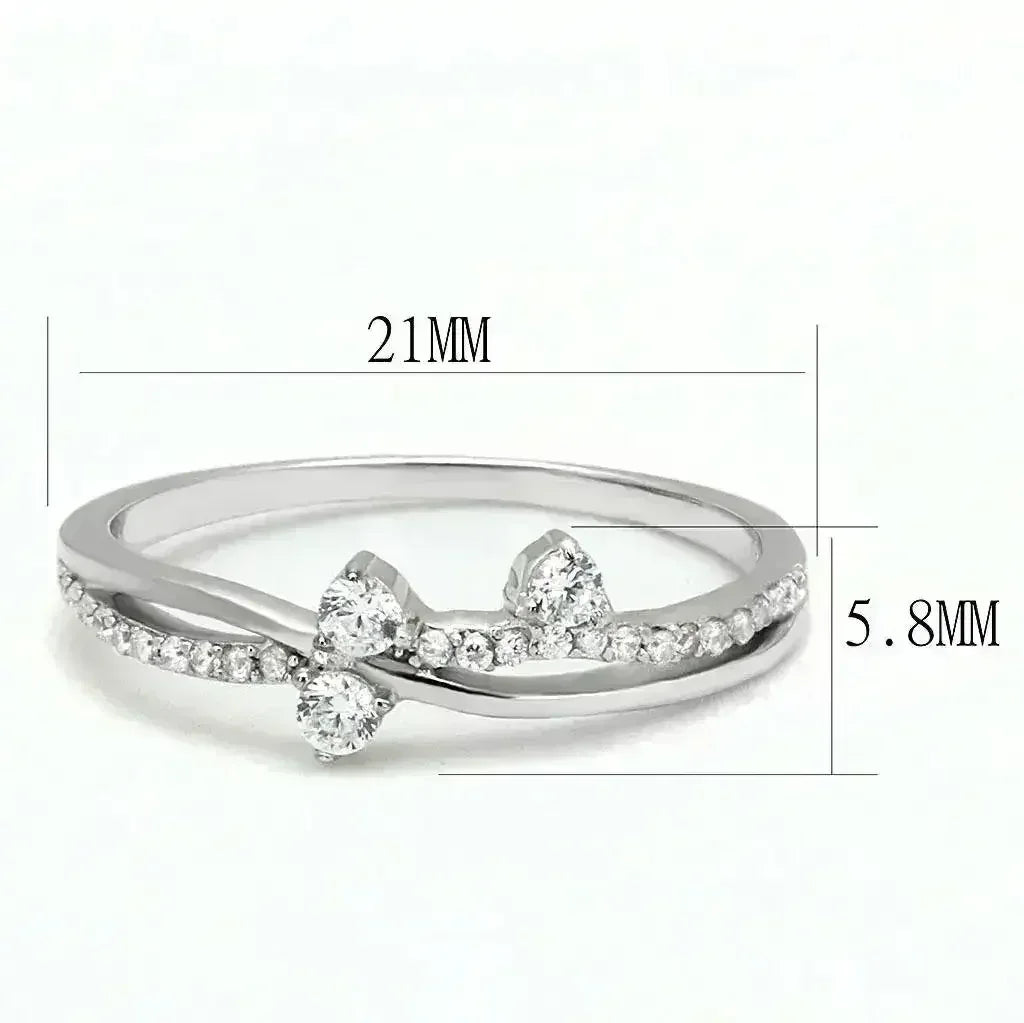 TS581 - Rhodium 925 Sterling Silver Ring with AAA Grade CZ in Clear - Femstylo