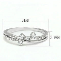 TS581 - Rhodium 925 Sterling Silver Ring with AAA Grade CZ in Clear - Femstylo