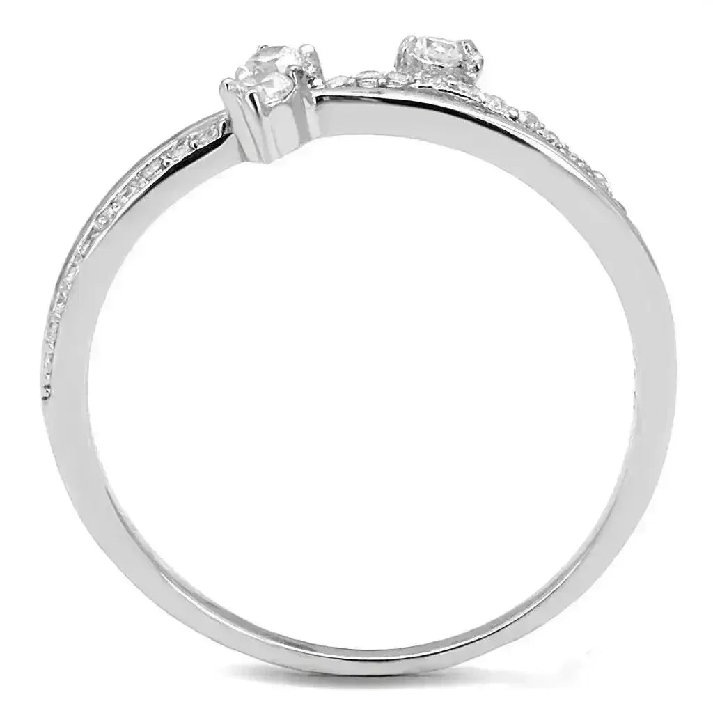 TS581 - Rhodium 925 Sterling Silver Ring with AAA Grade CZ in Clear - Femstylo