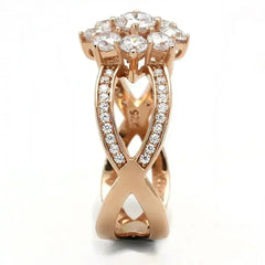 TS586 - Rose Gold 925 Sterling Silver Ring with AAA Grade CZ in Clear - Femstylo