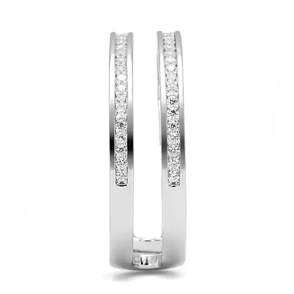TS605 - Rhodium 925 Sterling Silver Ring with AAA Grade CZ in Clear - Femstylo
