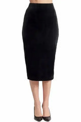 Tia Skirt - Stretch velvet pencil skirt (black) - Femstylo