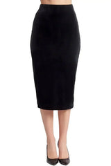 Tia Skirt - Stretch velvet pencil skirt (black) - Femstylo