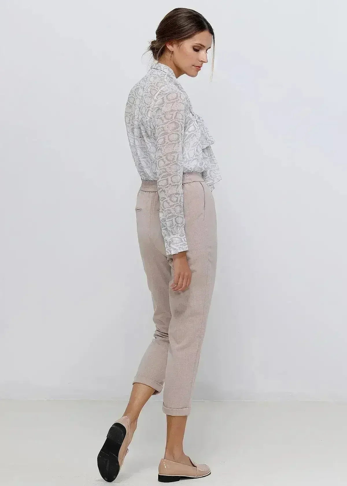 Tie Neck Sheer Blouse In Ivory Silver | FEMSTYLO - Femstylo