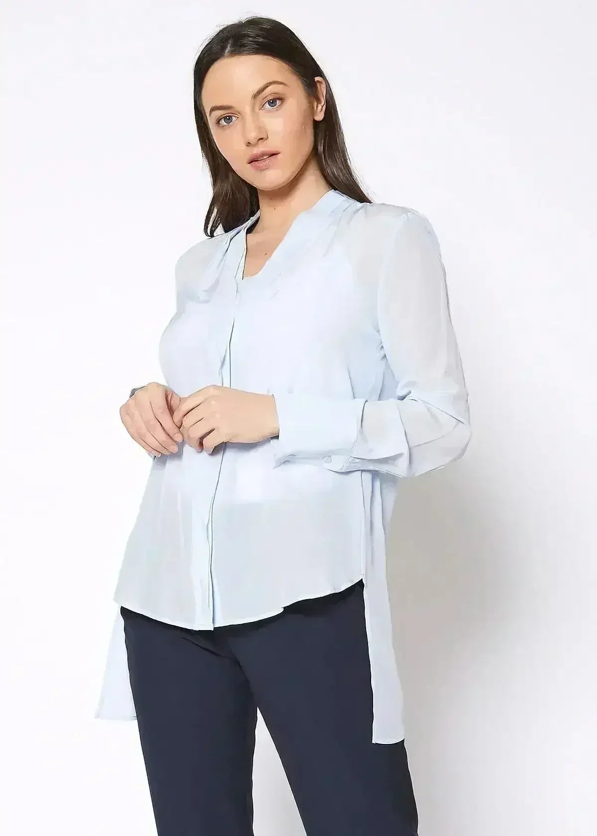 Women's Sheer Placket Hi Low Stylish Blouse | Femstylo - Femstylo